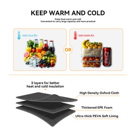 Msstoodun Insulated Lunch Box for Men/Women, Leakproof Lunch Bags with Adjustable Shoulder Strap, Reusable Cooler Tote Bag for Work Office, Picnic, Travel - Black 10.6"×7.9"×6.7"