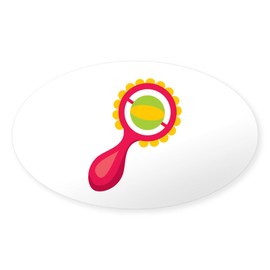 CafePress Baby Rattle Toy Sticker Sticker (Oval 50 pk)