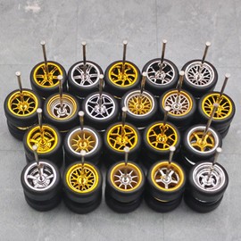 1/64 Wheels and Tires, Real Rider Series,Upgrade Mainline Diecast Model Cars,Mixed 5 Sets of Electroplated and Gold Silver Dual Color styles a Pack(5 Plated and Gold Silver Wheels)