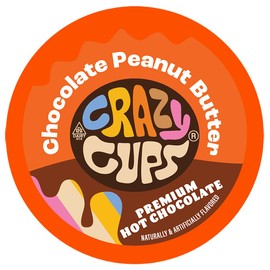 Crazy Cups Peanut Butter Hot Chocolate Pods, Perfect Peanut Butter Cup Hot Chocolate for Keurig K Cups Brewers, Rich and Creamy Peanuts Hot Cocoa, 22 Count