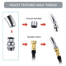Ceaeso Brass sink faucet to garden hose adapter, Ceaeso Sink Faucet Adapter Kit with Aerator,Multi-thread garden hose adapter for male to female connectors