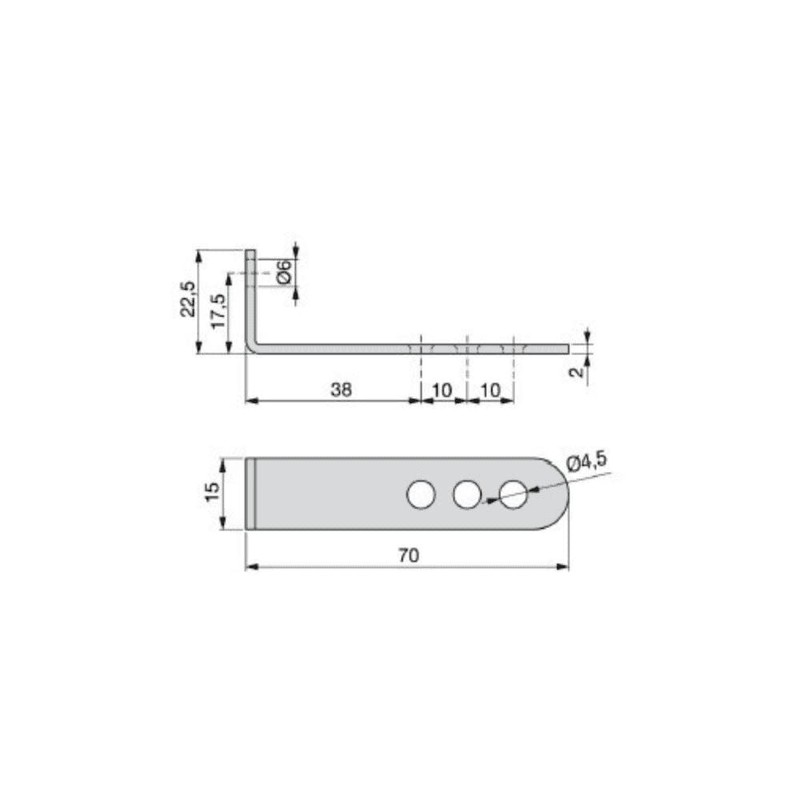 M4TEC Heavy Duty Angle Brackets - 10 Pack, 70x22.5x15mm L-Shaped