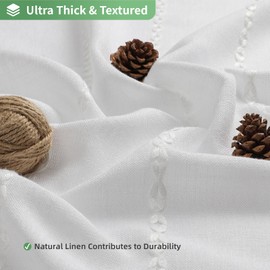 eachope No Hook White Farmhouse Shower Curtain with Snap-in Liner,Boho Linen Striped Heavy Duty Fabric Shower Curtain Set with Tassel,Bohemian Country Ultra Thick Shower Curtain for Bathroom,71x74