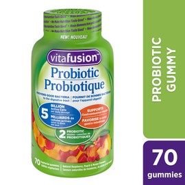 Vitafusion store Vitafusion Probiotic Adult Gummies, 2 Probiotic Strains, 5 Billion Active Cells Per Dosage, Supports Gastrointestinal Health, 70 Count, 1 Month Supply, Vegetarian Gummies