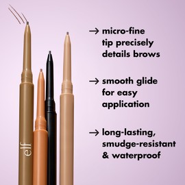 e.l.f. Micro-Fine Brow Pencil, Waterproof Brow Color & Spoolie For Shaping Brows & Creating A Feathered Natural-Looking Finish, Vegan & Cruelty-Free, Black