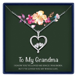 LOLA CLORIS Grandma Gifts for Birthday Gifts for Grandma from Granddaughter Grandma Necklace Three Heart Necklace for Women