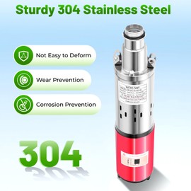 JAYGOVAN 12V Deep Well Submersible Pump 250W DC Solar Power Stainless Steel Submersible Well Pump 1" Outlet High Lift 98.43ft Pressure for Home,Industrial,Irrigation