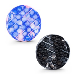 Kore. 2 Pack Glow In the Dark, Pop It Tie Dye, Non-Toxic Bubble Sensory Fidget Toy 12.8 cm, for Stress & Anxiety reliever, Use to Decompress, Play, Travel, Great for Kids, Adults, OCD, ADHD, Autism (Pink, Dark Blue, White, Black)