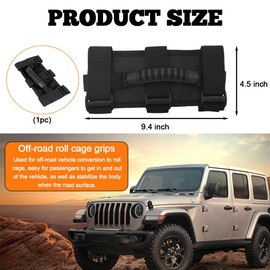 povtii Grab Handle, 1680D Oxford Roll Bar Grip Handle with Magic Tape & Plastic Buckle, 3 Straps Design Grab Handle Compatible with Wrangler JK TJ JL CJ YJ, Car Accessories