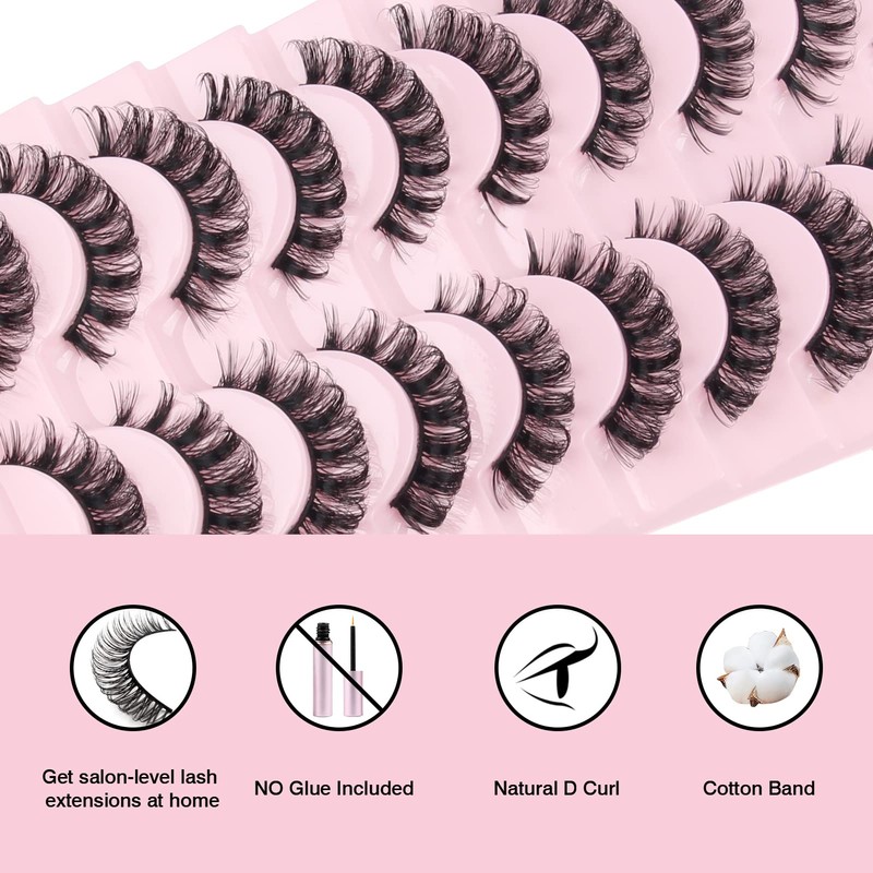 Parriparri Russian False Eyelashes, Russian Strip Lashes, D Curl, Artificial