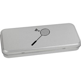 Azeeda 'Badminton Racket' Metal Hinged Stationery Tin/Storage Box (TT00232756)
