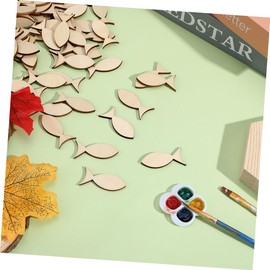 EXCEART Pack of 100 Decorative Wooden Discs for Crafts Wooden Cutouts Wooden Fish Crafts DIY Wooden Cutouts Unfinished Fish Discs Painting Cutouts