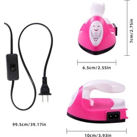 Mini Craft Iron, Mini Heat Press Machine, Small Iron Portable Handy Electric Travel Heat Iron-on with Charging Base Accessories for Transfers, Clothes, Crafts, Patches, DIY (Rose Red)