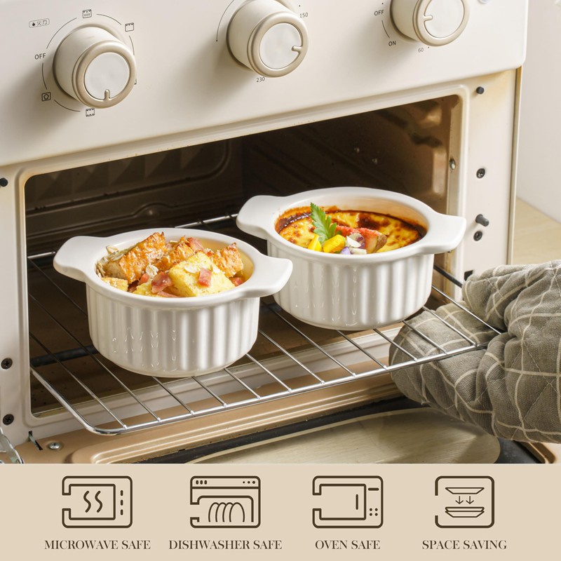 Gacoree French Onion Soup Bowls with Handles, 12 Oz Ramekins