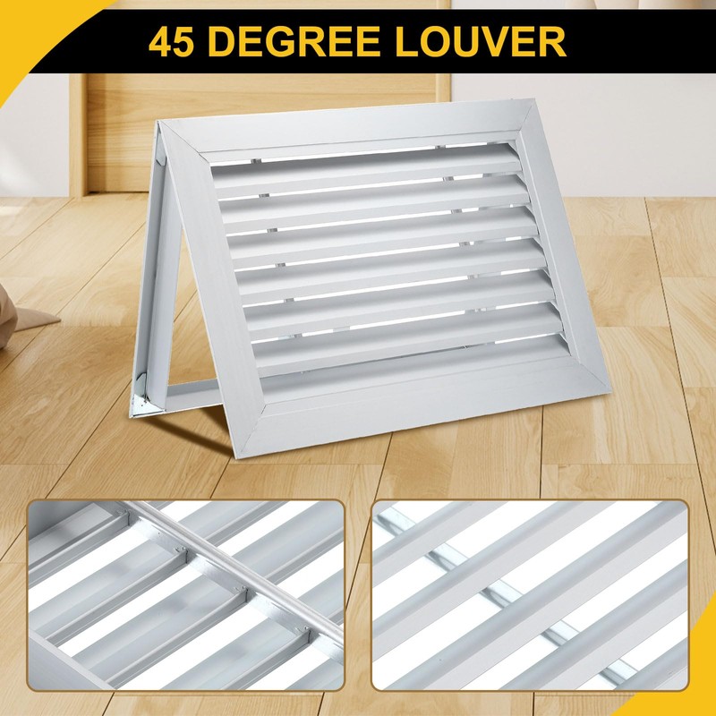 WorkBless 16"x10" Aluminum Door Vent Grille with Adjustable Louvers (Silver
