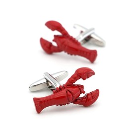 SHIPITNOW Red Cufflinks - Original Marine Theme Cufflinks, Crustacean with Pins - Fancy Sea Style Accessory or Fishing Costume for Shirt and Suit Jacket