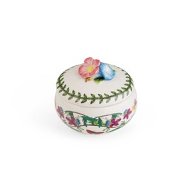 Portmeirion Botanic Garden Bouquet Floral Trinket Box with Lid | Small storage Box for Rings Bracelets and Jewelry | Made of Dolomite with Flower and Butterly Motif | Decorative Holder Organizer