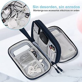 Organizador Portátil, Bolsa para Accesorios Electrónicos Accesorios de Electrónica Estuches Bolsa de Viaje Universal para Discos Duros, Cables USB, Auriculares, Móviles, Cargadores (Azul)