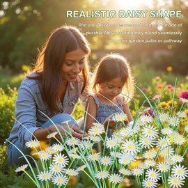 Sukesou Solar Garden Lights Outdoor Waterproof, 2 Packs 12LED Daisy Flowers Lights Solar Outdoor Light Decorative for Yard Pathway Patio Outside Decor Unique Gifts for Women Grandma