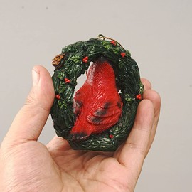 HYFAN Christmas Small Animal Wreath Swing Ornament Hanging Decor for Xmas Tree Home Office Room Decoration with String (New, Red Bird)