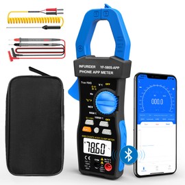 INFURIDER Bluetooth Clamp Meter, TRMS 6000 Counts Auto- Ranging Clamp on Ammeter, 1000A AC/DC Current Clamp Volt Meter, Wireless Clamp Multimeter Measures Capacitance, Ohm, Hz, NCV and Temperature