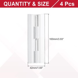 sourcing map Clear Plastic Hinges, Acrylic Hinges Small Hinge 100 x 42 mm Transparent Continuous Piano Folding Hinge for Cabinet Crafts Furniture Display Stand Pack of 4