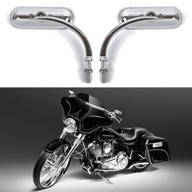 Espejos cromados ovalados para motocicleta, retrovisores compatibles con Harley Road King Softail Street Glide Electra Dyna y más