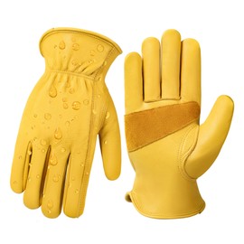 DULFINE Water Repellent Cowhide Leather Work Gloves for Men & Women,Reinforced Durable Gardening Gloves,Puncture & Cut Resistant,Ideal for Construction, Chainsaw, Farm,Welding(X-Small)