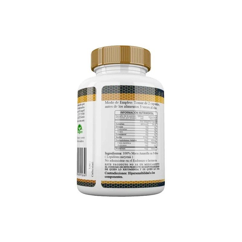 Maca Peruana Pura Orgánica 100 Capsulas 500mg Sabor Natural