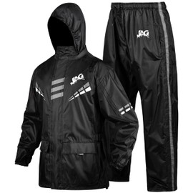 J.A.G. Waterproof Rain Suit for Men and Women - Rain Jacket Coat Pants Golf & Motorcycle Rain Gear Workwear for Men. (3XL, Black)