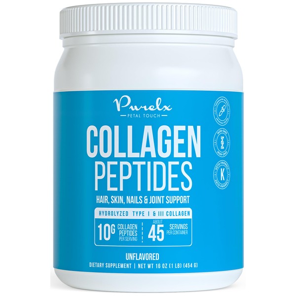 PureLx Collagen Peptides Powder - Unflavored Hydrolyzed Collagen Protein Powder for Coffee & Shakes - Keto Collagen Powder Supplement - Non GMO Bovine Collagen Type 1 and 3-16 oz
