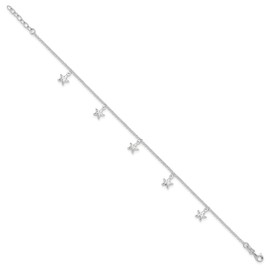 Sterling Silver Starfish Dangles 9 inch w/1 inch ext. Anklet
