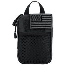 IronSeals Tactical Molle EDC Utility Tool Pouch Compact Pocket Organizer Pouch with US Flag Patch Black