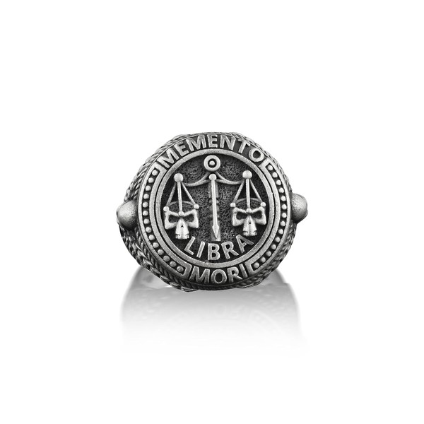 BySilverStone Jewelry Silver Ring Men - Libra Memento Mori Biker