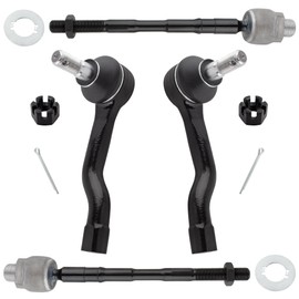 WEDOAUTO 4Pcs Front Outer + Inner Tie Rods End Links LH & RH Fit For Infiniti FX35 2003-2008 3.5L V6, For Infiniti FX45 2003-2008 Base Sport Utility 4-Door 4.5L V8 Replace# EV800302 ES800428 ES800429