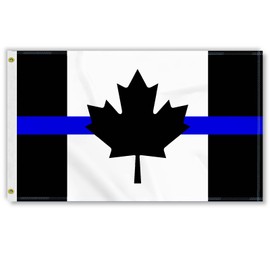 3×5 FT Thin Blue Line Canada Flag, Large 100D Honoring Law Enforcement Officer Black Canadian National Outdoor Banner,ThinBlue Police Doube Side Printing Decor for Patio Garden with Brass Gromment
