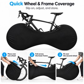 Bicycle Storage Cover for Indoor Protection – Black Wheel & Frame Dust Cover for MTB and Road Bikes During Storage