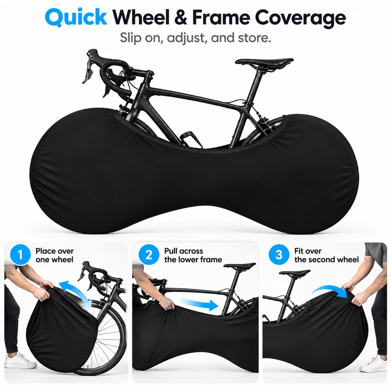 Bicycle Storage Cover for Indoor Protection – Black Wheel &
