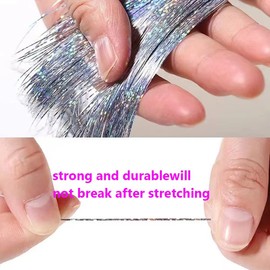 Pack of 6Pcs Clip in Hair Tinsel Kit, 19.6 Inch Heat Resistant Glitter Tinsel Hair Extension with Clips on, Fairy Hair Sparkle Strands Festival Gift Party Dazzle Hair Accessories for Women Girls Kids(Pink)