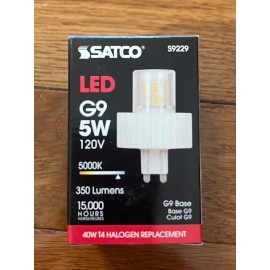 Satco TWO (2) LED 5.0W G9 350L 5000K Dimmable Cat #: S9229 UPC: 045923092299 NEW (HM)