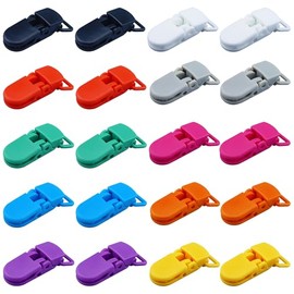 20-Pack Pacifier Clip Replacement Ends - BPA-Free Plastic Fasteners for DIY Baby Crafts, Sewing Bibs & Blankets Straps (3/4 Inch, 10 Colors)