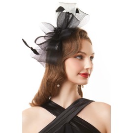 BABEYOND Fascinator Hats for Women - Tea Party Hats Fascinators Kentucky Headband Derby Hat Wedding Cocktail Feathers Ribbon