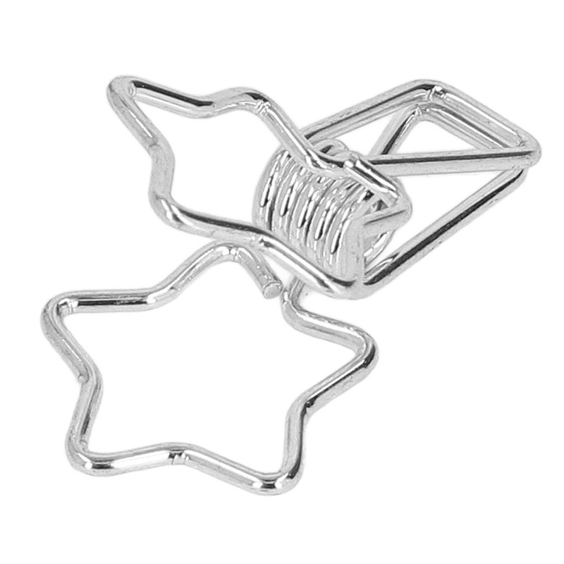 100Pcs Star Binder Clips Hollow Out Cartoon Style Strong Clamping