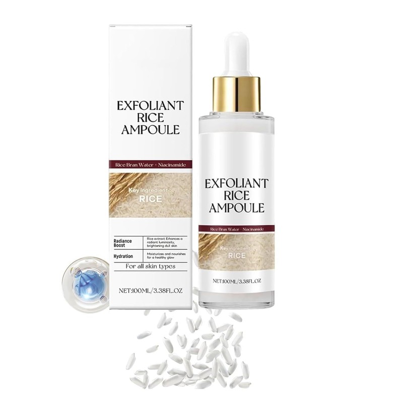 OUKPANE Rice Exfoliating Ampoule Set,Rice Ampoule Duo Exfoliating Solution,for Glowing