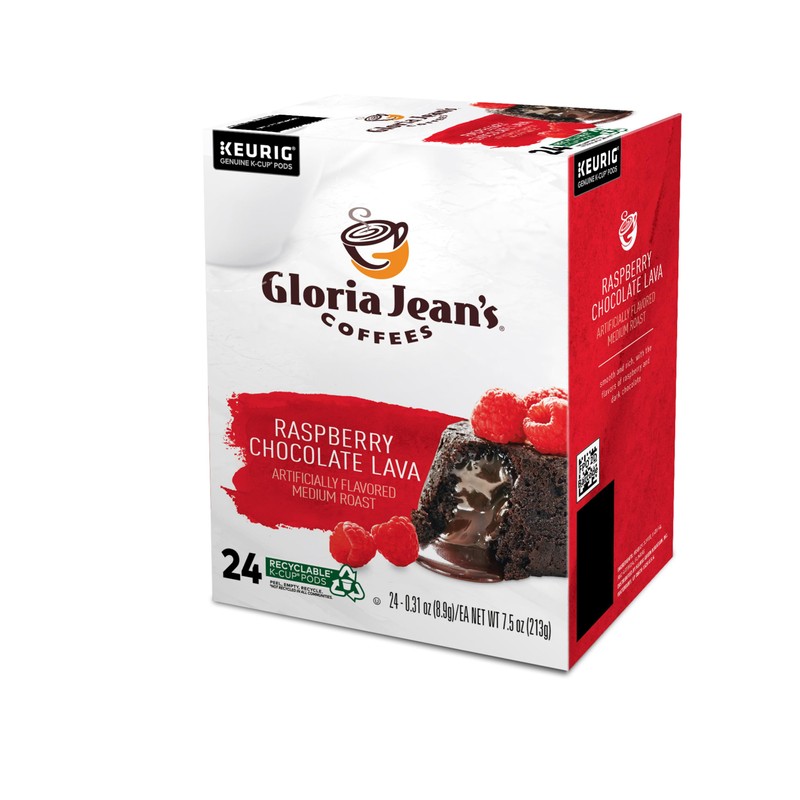 Gloria Jean's Coffees Raspberry Chocolate Lava, Single-Serve Keurig K-Cup Pods,