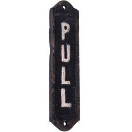 NIKKY HOME Pull Door Sign Plate Metal Cast Iron Vertical Signs Store Home Cafes Shops Business Office Farmhouse Antique Retro Handmade Traditional Decor Sign Vintage Decorative Indoor Outdoor, Black