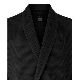 THE SAVILE ROW COMPANY LONDON Men's Lightweight Soft Cotton Waffle Kimono Bathrobe Dressing Gown - Black - Small
