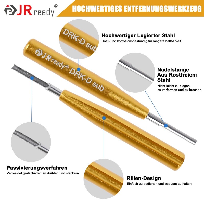 JRready DRK-D sub Pin Tool Removable TE/HARTING/MIL-DTL-24308 D SUB Series