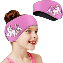 AMFUN Fascia Nuoto, Elastica Fascia di Protezione per Orecchi da Nuoto, Fascia Impermeabile per Nuotare, Tiene Fermi i Tappi per Le Orecchie, Rosa (L)