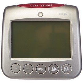 TFA Dostmann Digitaler Funk-Wecker mit Temperatur SONIO 2.0, 60.2559.54, Zwei Weckalarme, Anzeige Innentemperatur/Wochentag/Datum, Silber, (L) 112 x (B) 98 x (H) 98 mm